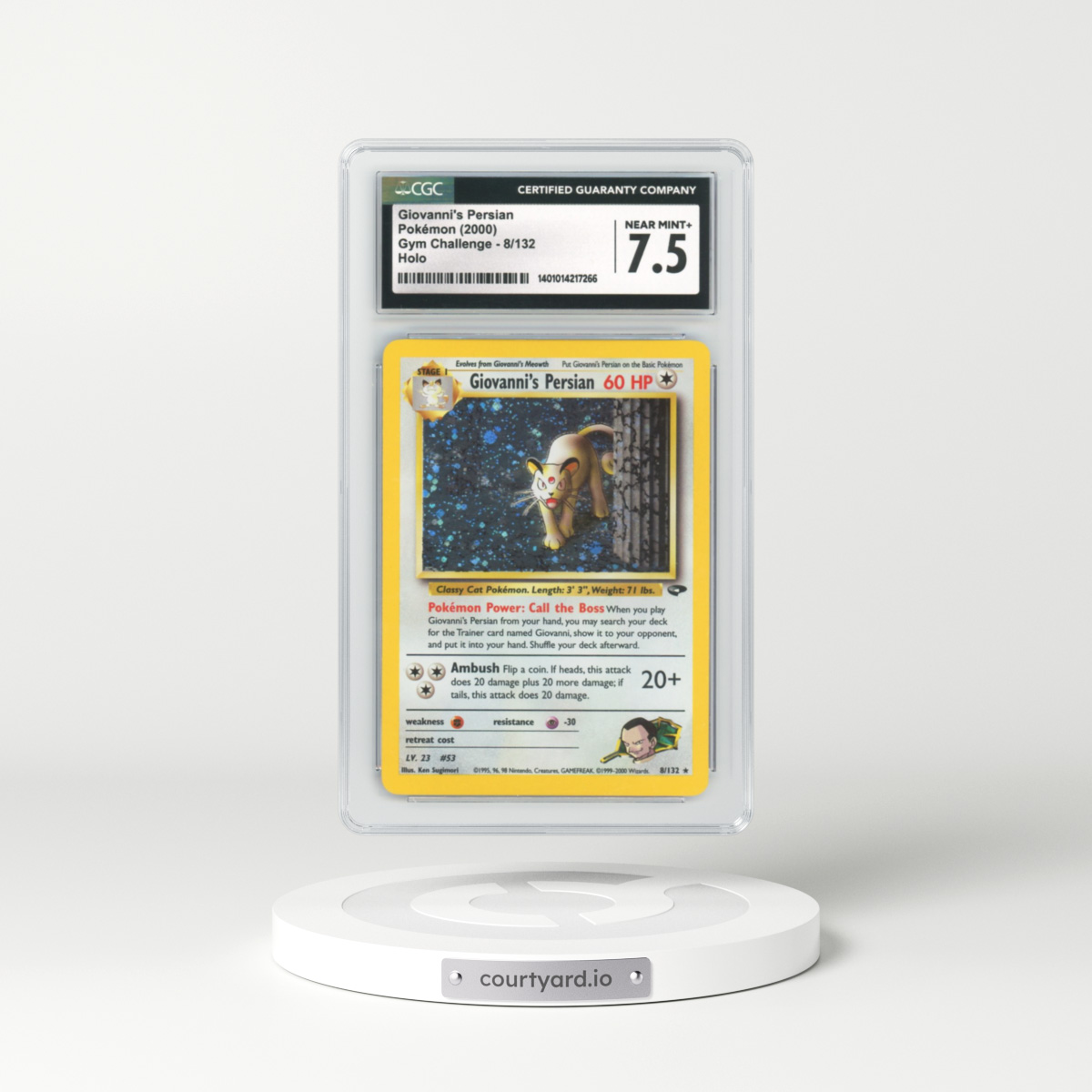 2000 Gym Challenge #8 Giovanni's Persian - Holo (CGC 7.5 NM+)