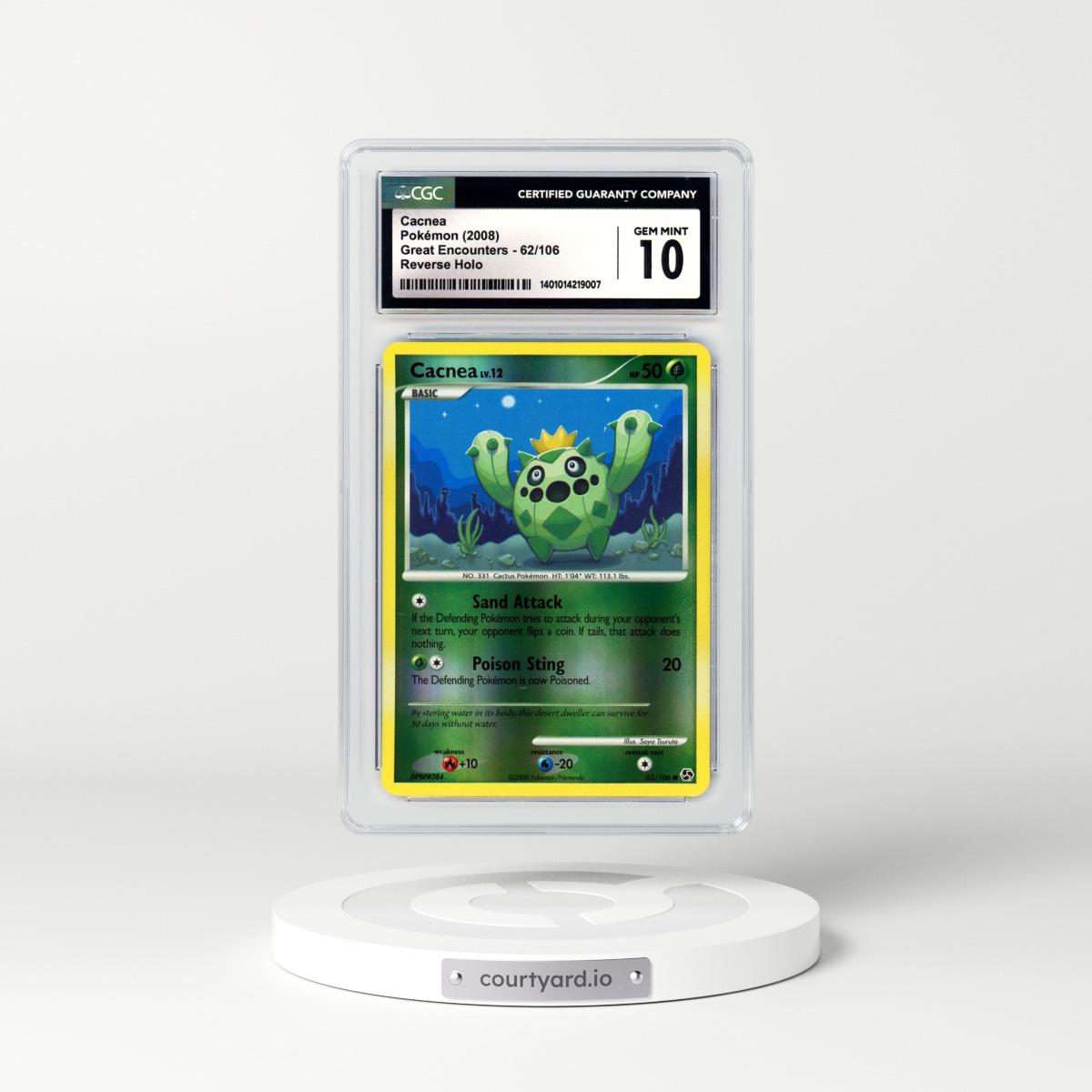 2008 Great Encounters #62 Cacnea - Holo (CGC 10 GEM MINT)