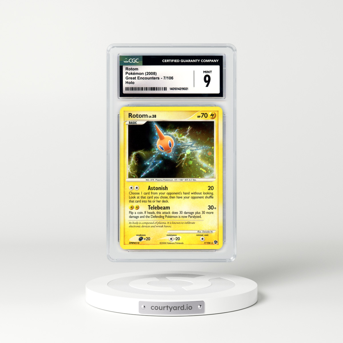 2008 Great Encounters #7 Rotom - Holo (CGC 9 MINT)