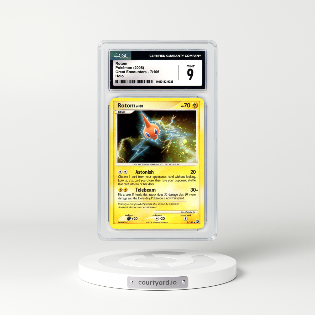 2008 Great Encounters #7 Rotom - Holo (CGC 9 MINT)