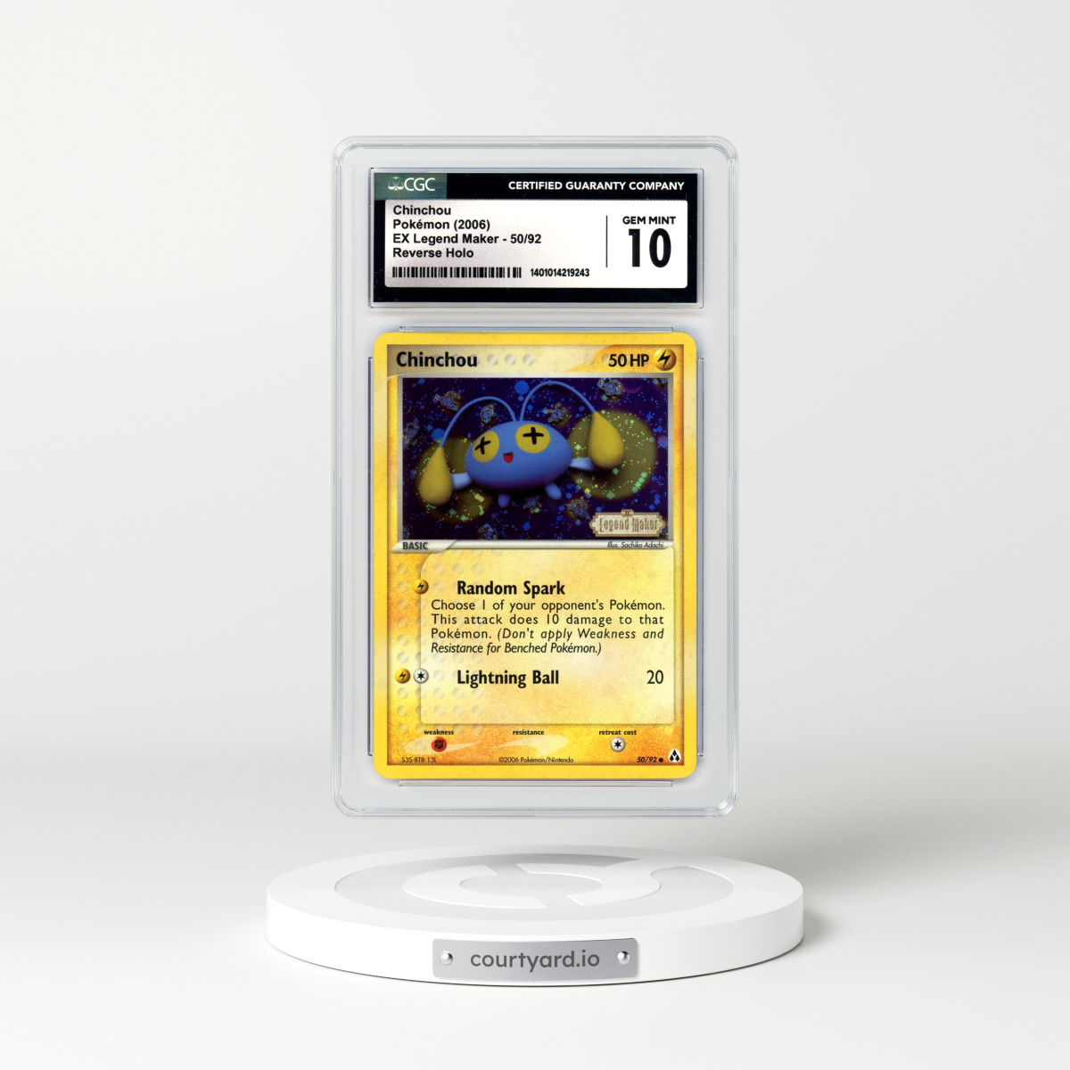 2006 EX Legend Maker #50 Chinchou - Holo (CGC 10 GEM MINT)
