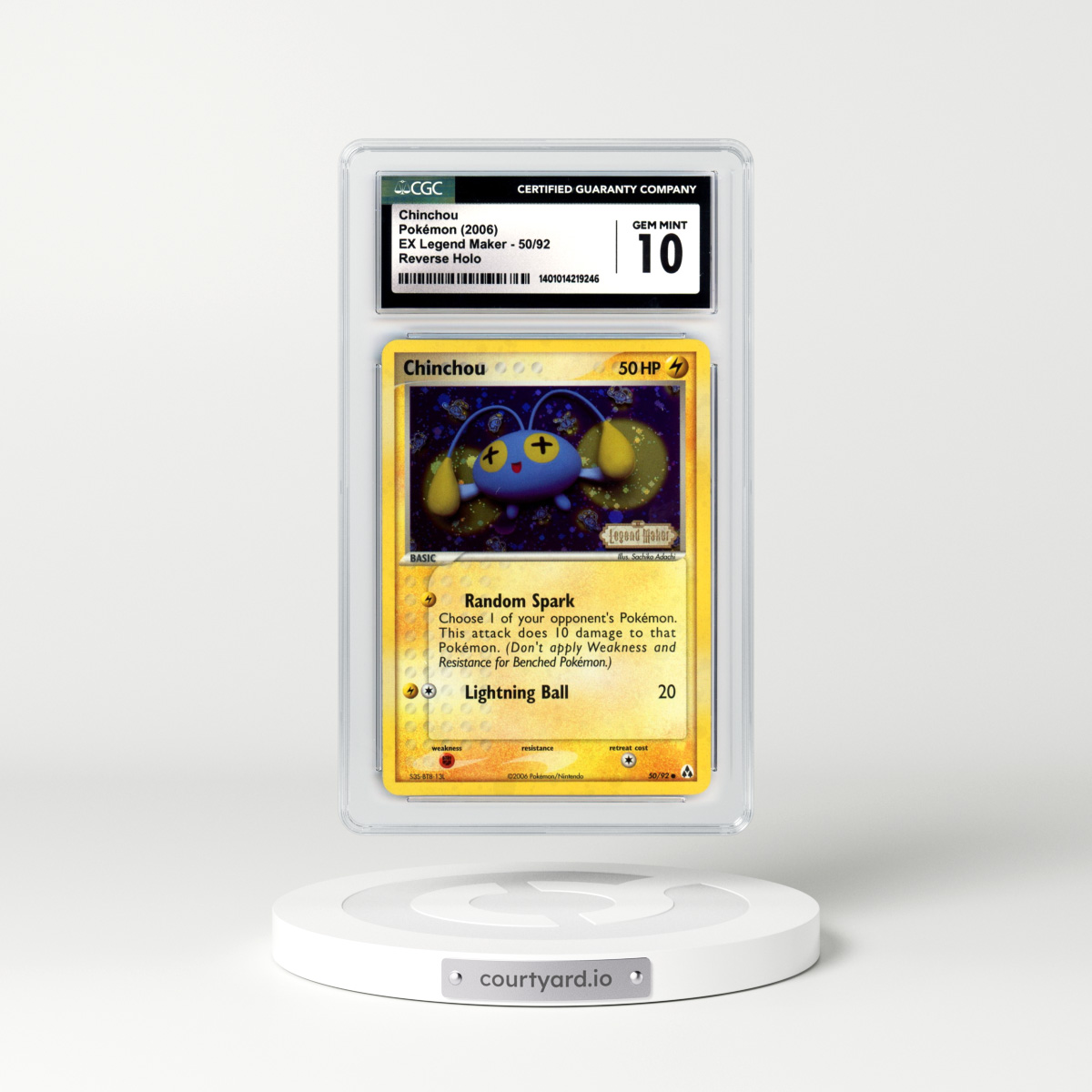 2006 EX Legend Maker #50 Chinchou - Holo (CGC 10 GEM MINT)