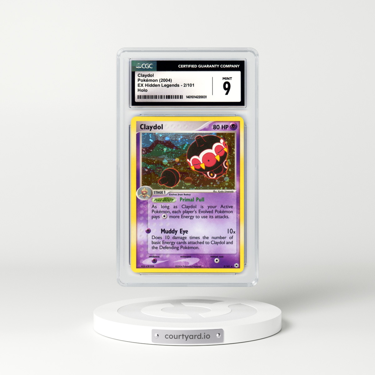 2004 EX Hidden Legends #2 Claydol - Holo (CGC 9 MINT)