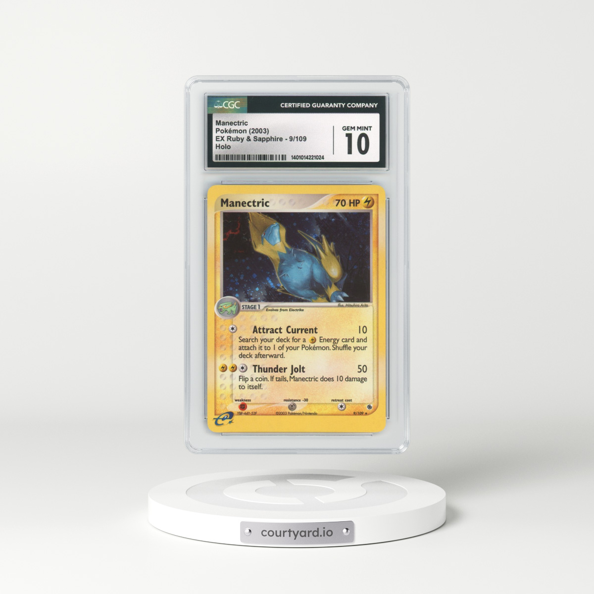 2003 EX Ruby & Sapphire #9 Manectric - Holo e-Card Symbol (CGC 10 GEM MINT)