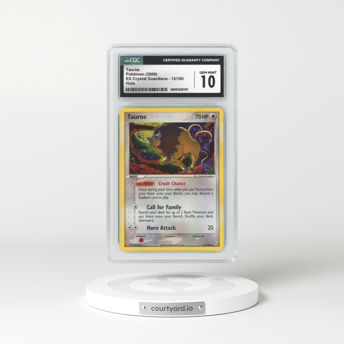 2006 EX Crystal Guardians #12 Tauros - Holo (CGC 10 GEM MINT)