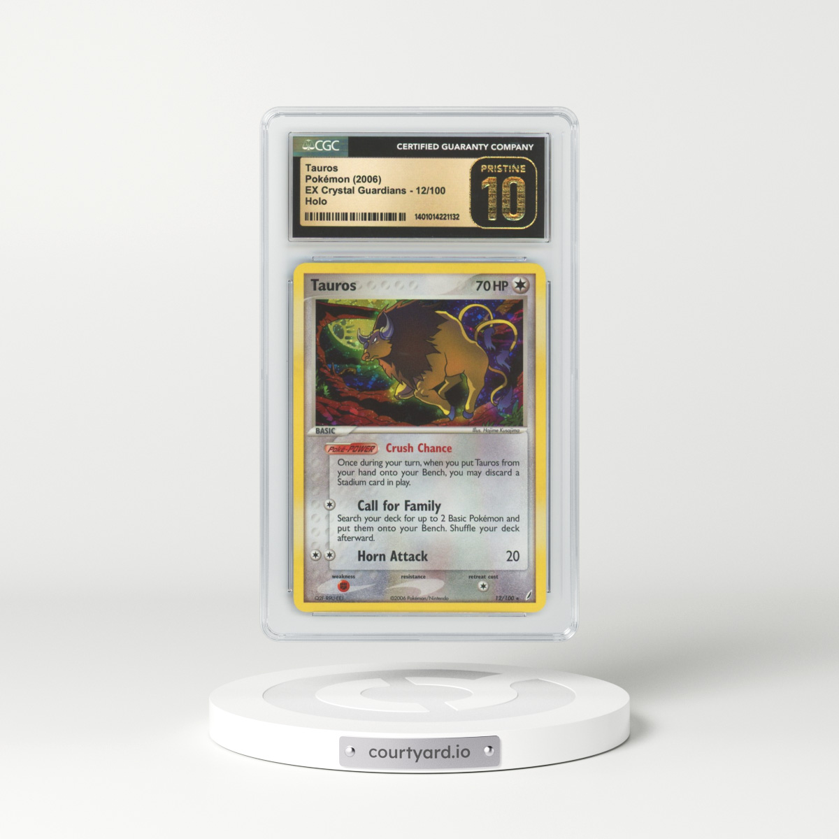 2006 EX Crystal Guardians #12 Tauros - Holo (CGC 10 PRISTINE)