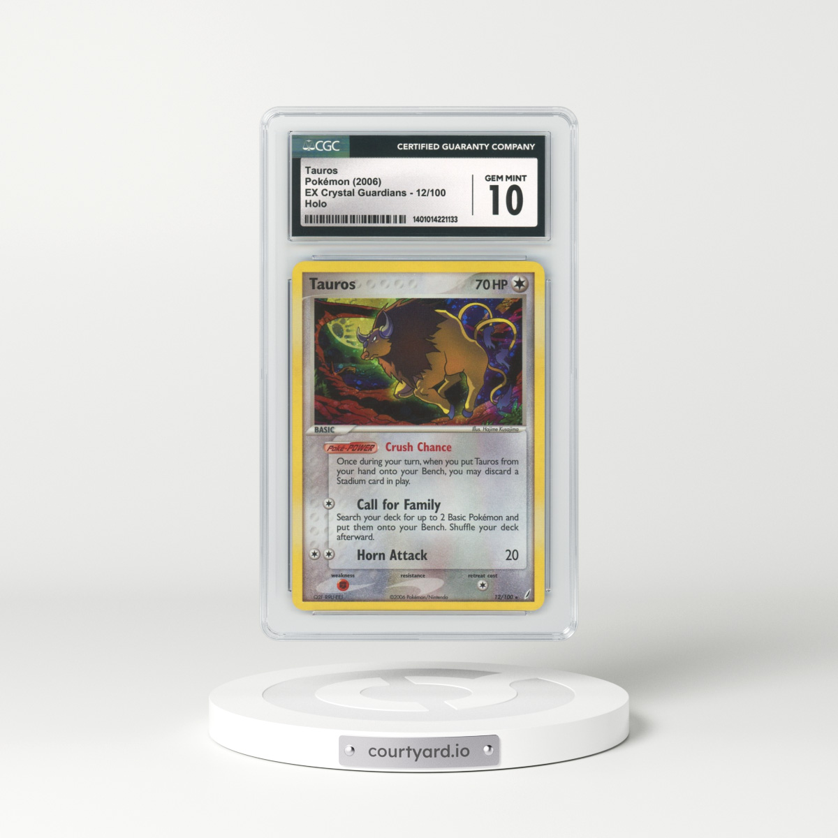 2006 EX Crystal Guardians #12 Tauros - Holo (CGC 10 GEM MINT)