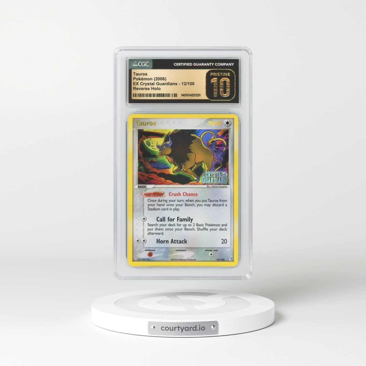 2006 EX Crystal Guardians #12 Tauros - Holo (CGC 10 PRISTINE)