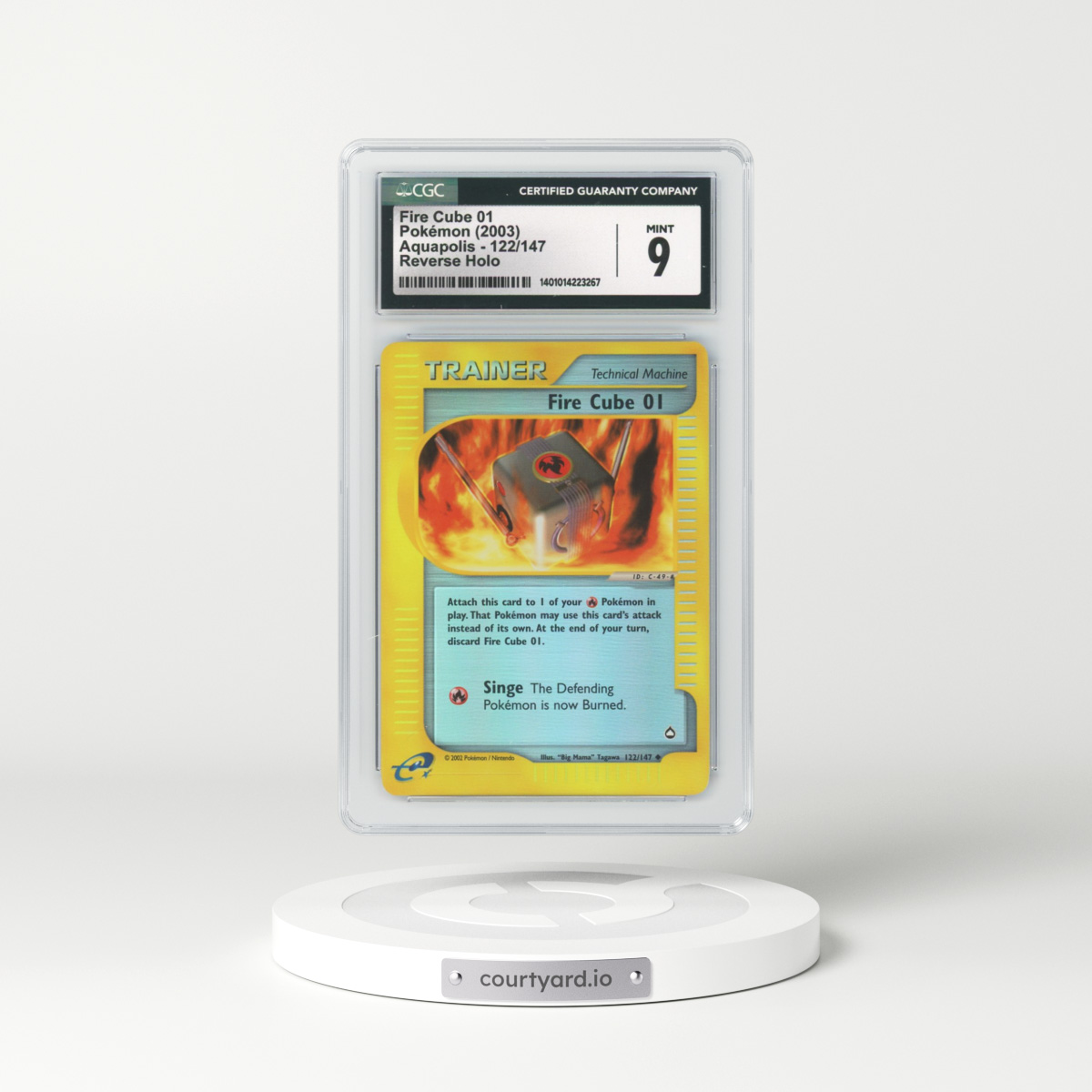2003 Aquapolis #122 Fire Cube 01 - Holo e-Card Symbol (CGC 9 MINT)
