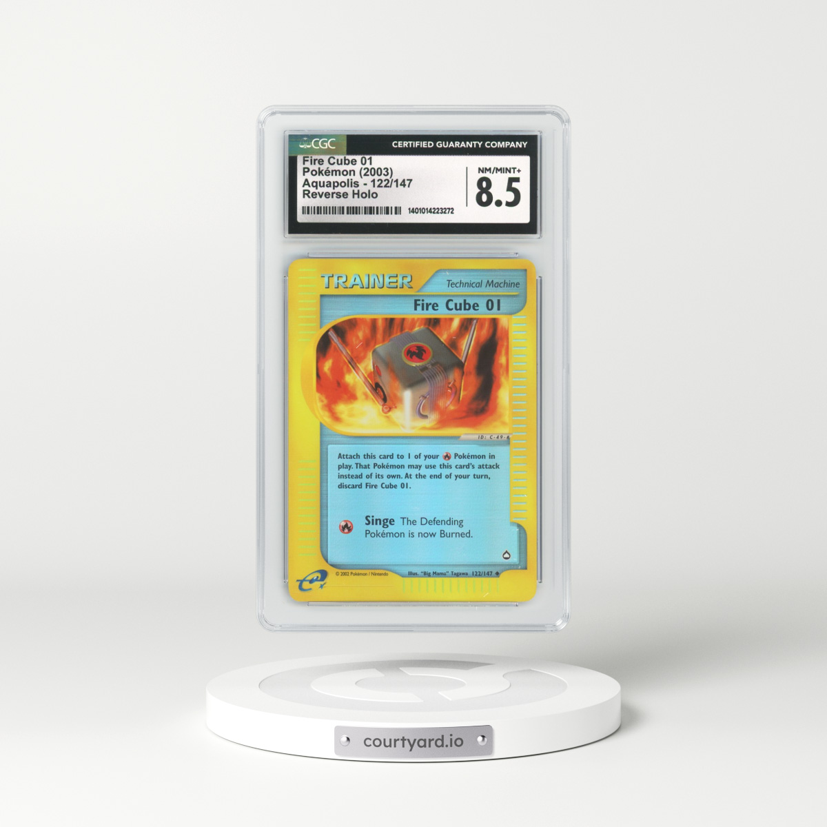 2003 Aquapolis #122 Fire Cube 01 - Holo e-Card Symbol (CGC 8.5 NM-MT+)