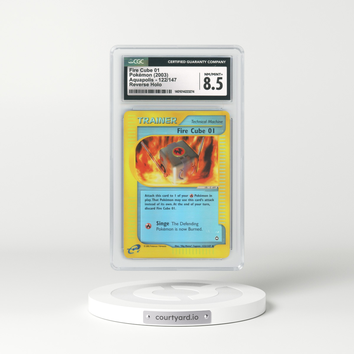 2003 Aquapolis #122 Fire Cube 01 - Holo e-Card Symbol (CGC 8.5 NM-MT+)