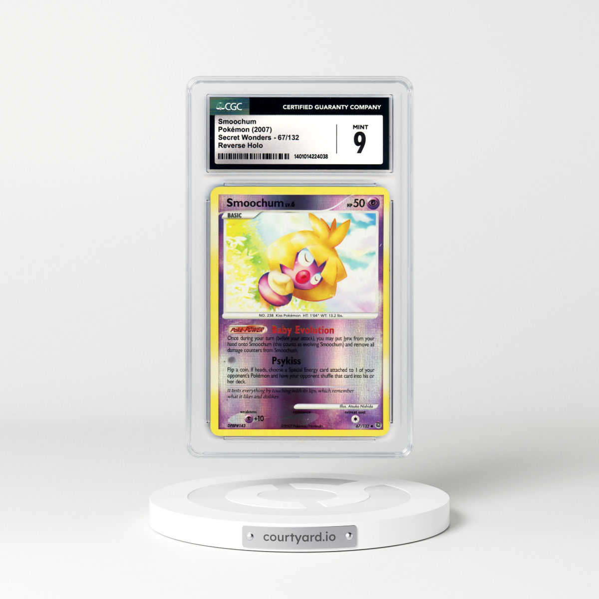 2007 Secret Wonders #67 Smoochum - Holo (CGC 9 MINT)