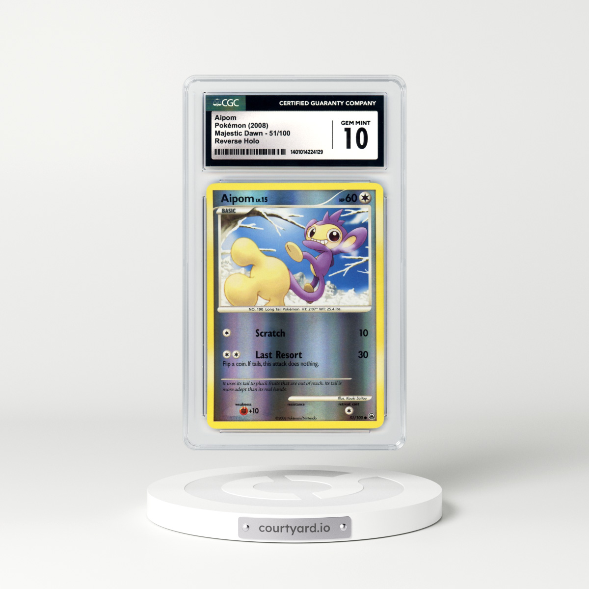 2008 Majestic Dawn #51 Aipom - Holo (CGC 10 GEM MINT)