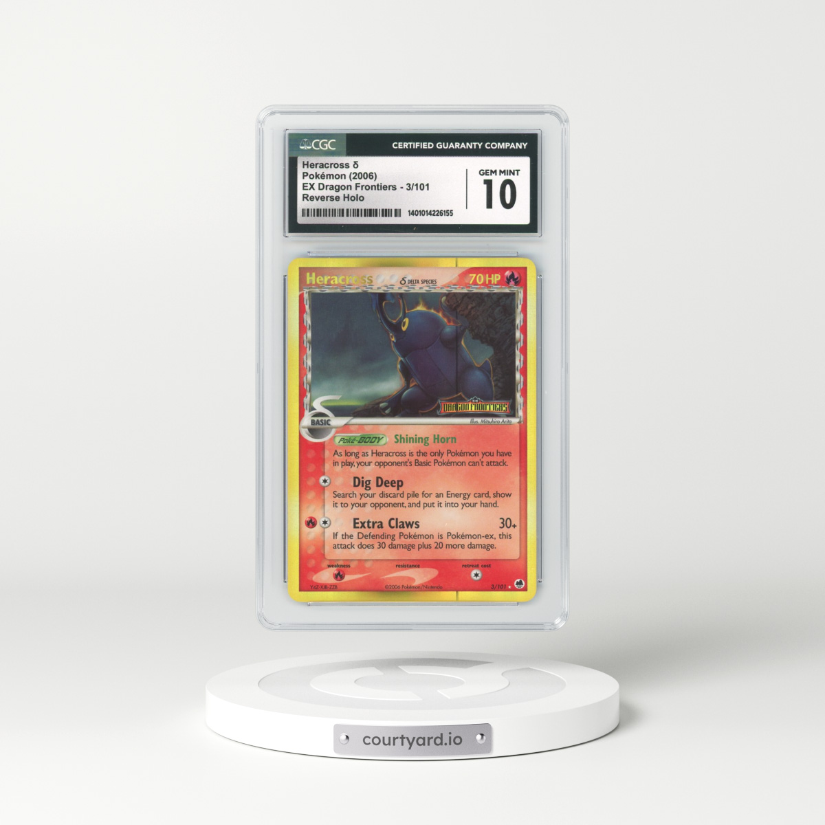 2006 EX Dragon Frontiers #3 Heracross - Holo (CGC 10 GEM MINT)