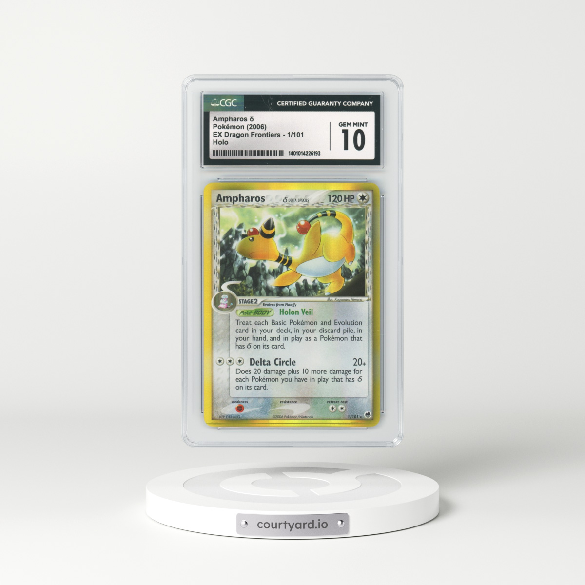 2006 EX Dragon Frontiers #1 Ampharos - Holo (CGC 10 GEM MINT)