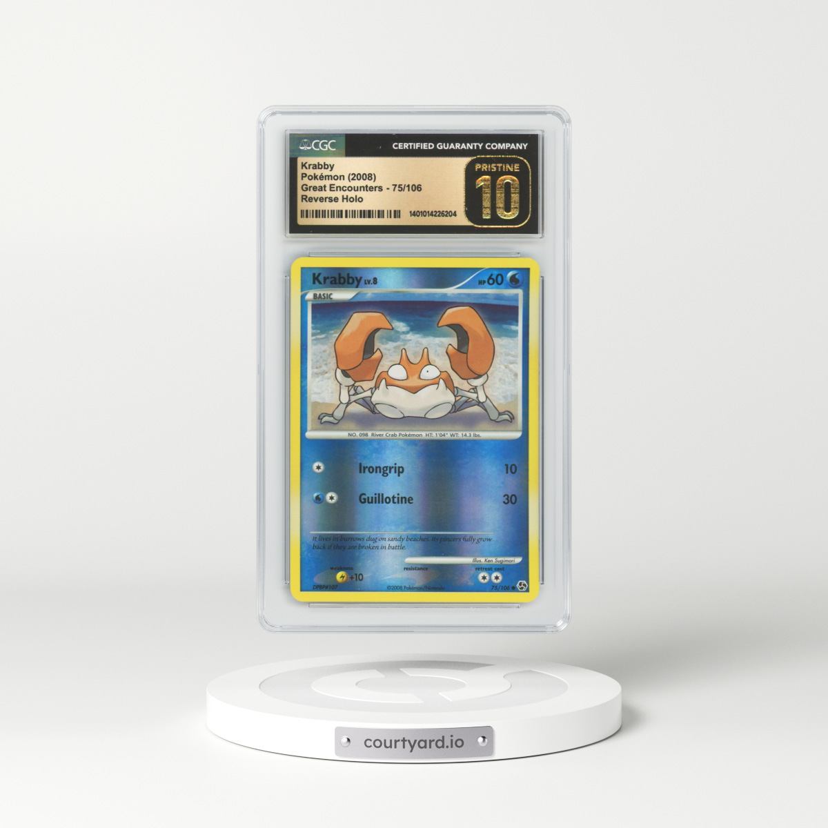 2008 Great Encounters #75 Krabby - Holo (CGC 10 PRISTINE)