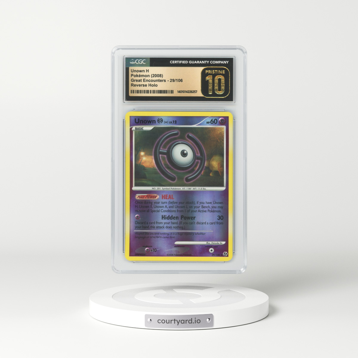2008 Great Encounters #29 Unown H - Holo (CGC 10 PRISTINE)
