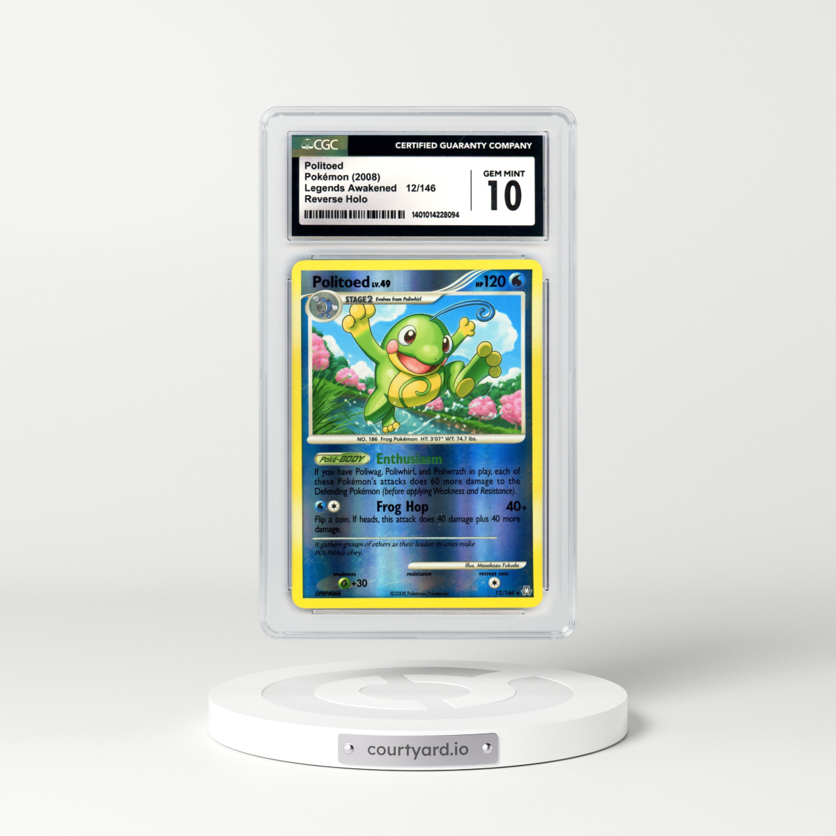 2008 Legends Awakened #12 Politoed - Holo (CGC 10 GEM MINT)