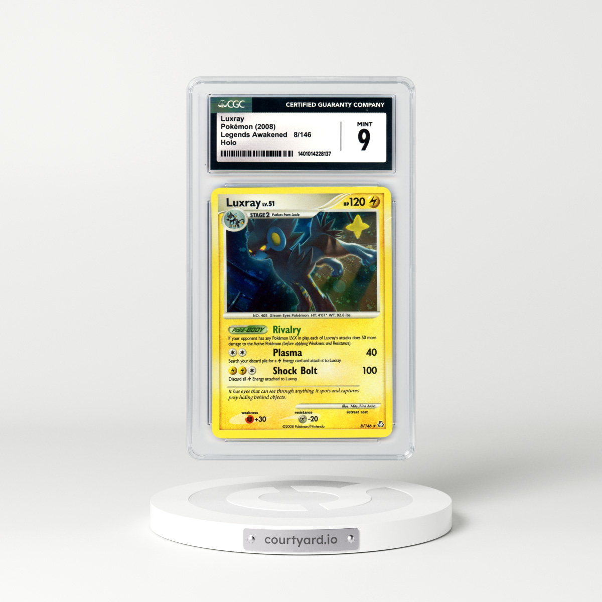 2008 Legends Awakened #8 Luxray - Holo (CGC 9 MINT)