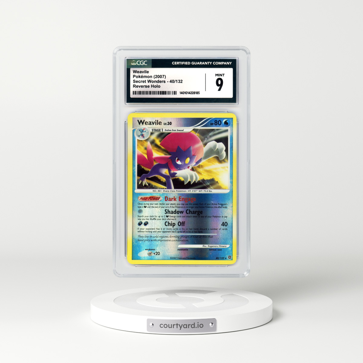 2007 Secret Wonders #40 Weavile - Holo (CGC 9 MINT)