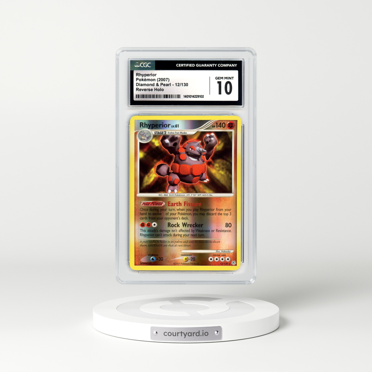 2007 Diamond & Pearl #12 Rhyperior - Holo (CGC 10 GEM MINT)