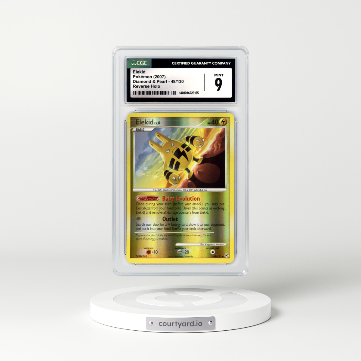 2007 Diamond & Pearl #48/130 Elekid - Reverse Holo (CGC 9 MINT)