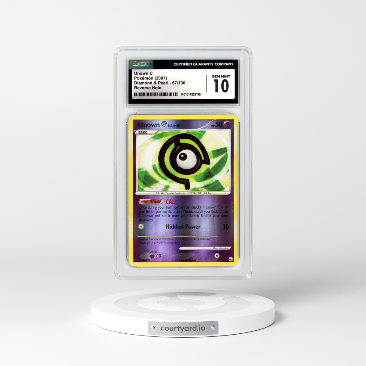 2007 Diamond & Pearl #67 Unown C - Holo (CGC 10 GEM MINT)