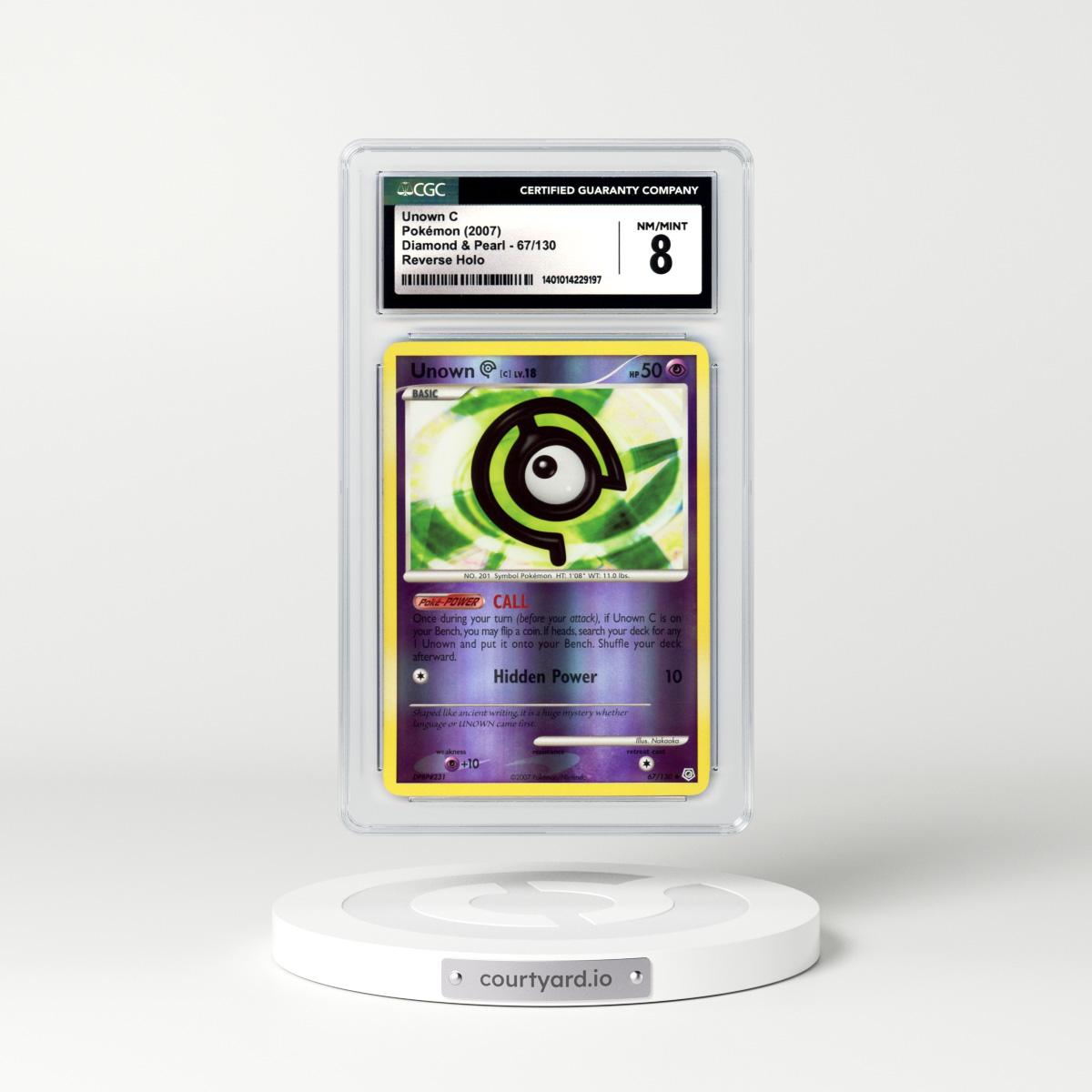 2007 Diamond & Pearl #67 Unown C - Holo (CGC 8 NM-MT)