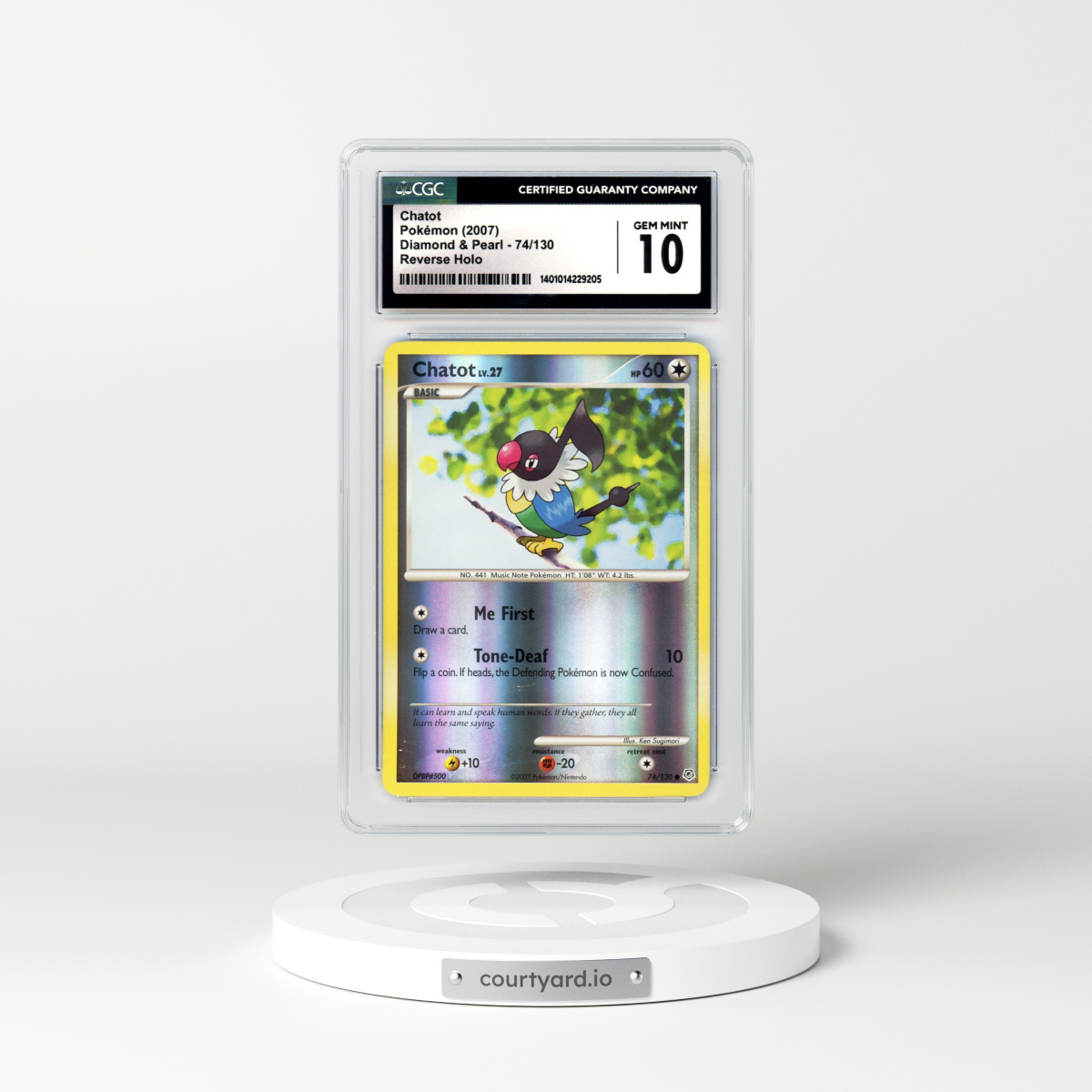 2007 Diamond & Pearl #74 Chatot - Holo (CGC 10 GEM MINT)