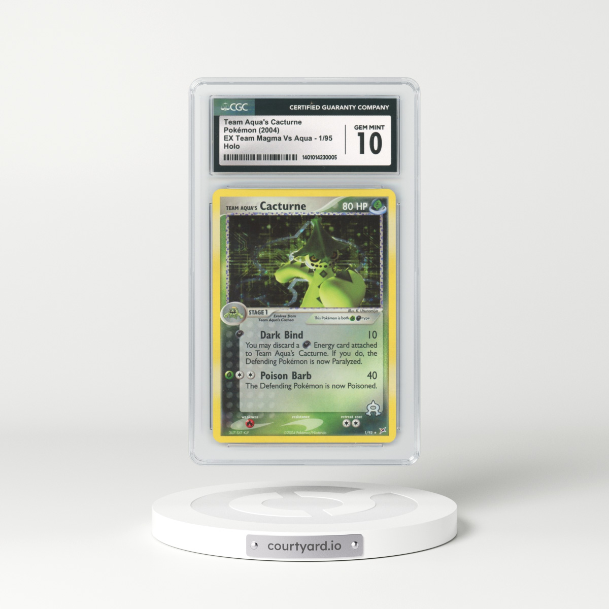 2004 EX Team Magma Vs Team Aqua #1 Team Aqua's Cacturne - Holo (CGC 10 GEM MINT)