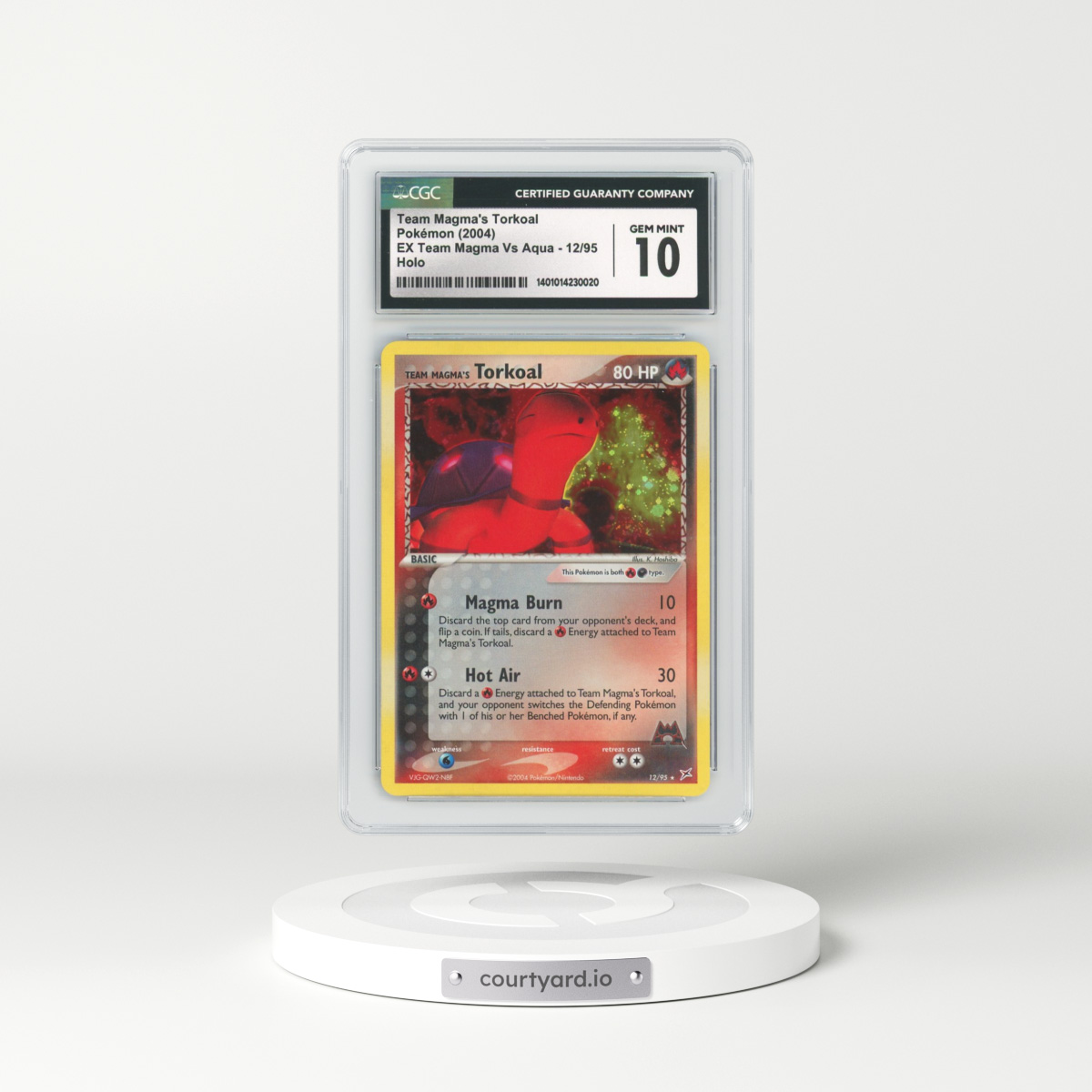 2004 EX Team Magma Vs Team Aqua #12 Team Magma's Torkoal - Holo (CGC 10 GEM MINT)