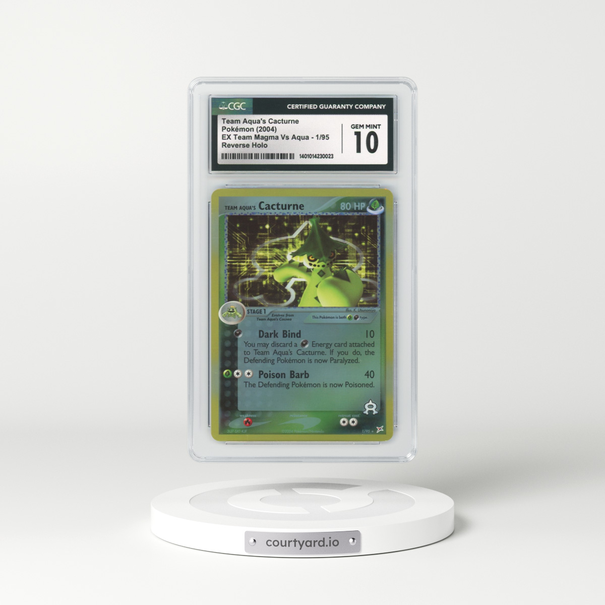 2004 EX Team Magma Vs Team Aqua #1 Team Aqua's Cacturne - Holo (CGC 10 GEM MINT)