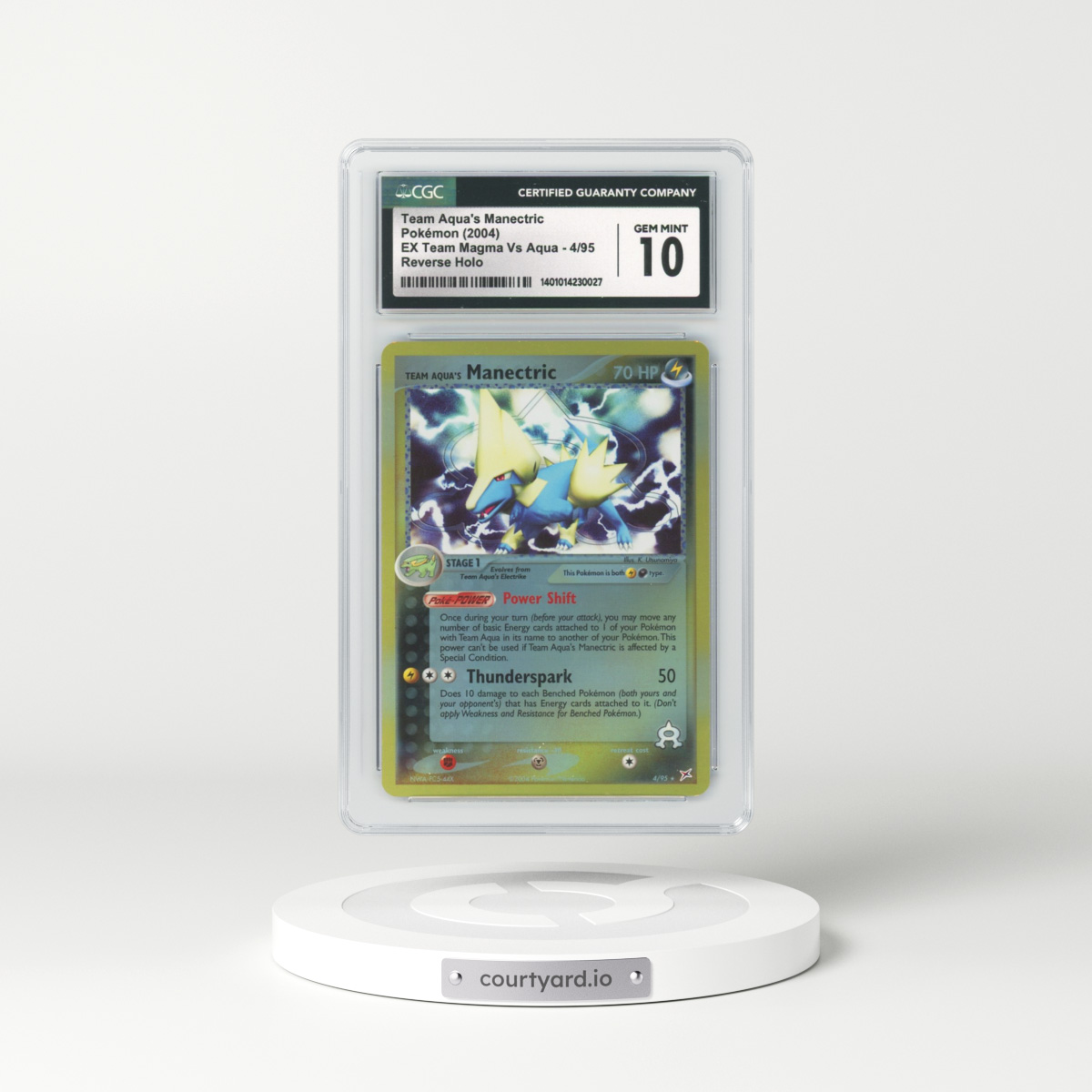 2004 EX Team Magma Vs Team Aqua #4 Team Aqua's Manectric - Holo (CGC 10 GEM MINT)