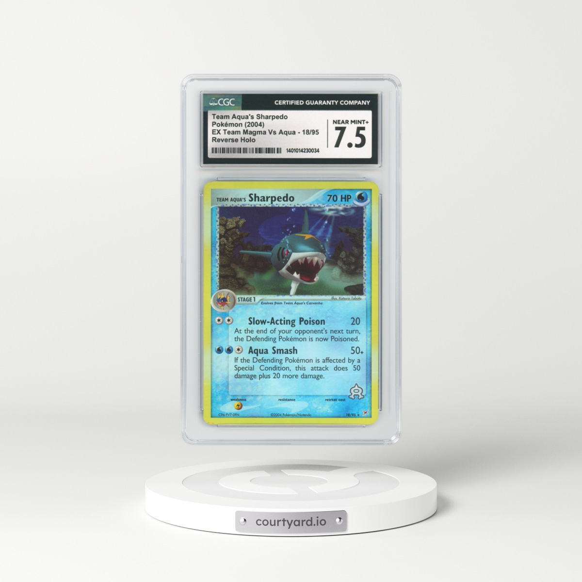2004 EX Team Magma Vs Team Aqua #18 Team Aqua's Sharpedo - Holo (CGC 7.5 NM+)