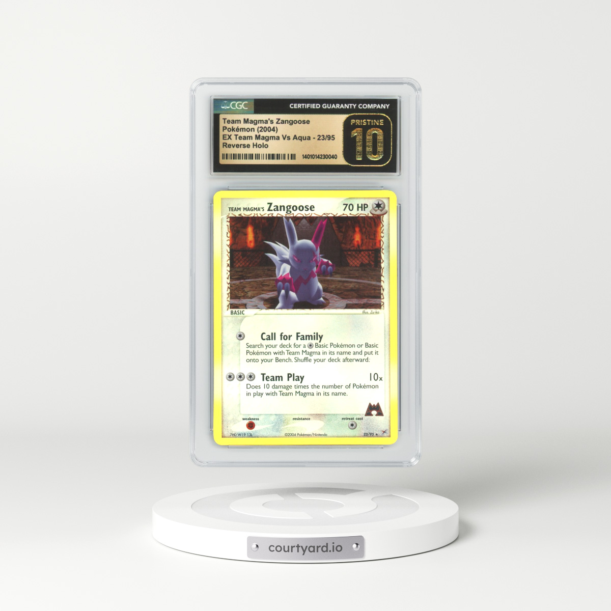 2004 EX Team Magma Vs Team Aqua #23 Team Magma's Zangoose - Holo (CGC 10 PRISTINE)