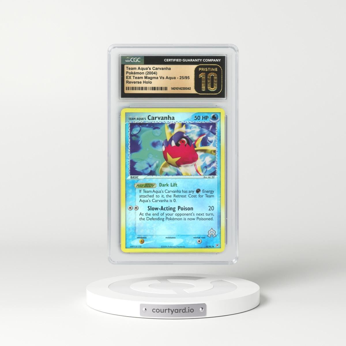 2004 EX Team Magma Vs Team Aqua #25 Team Aqua's Carvanha - Holo (CGC 10 PRISTINE)