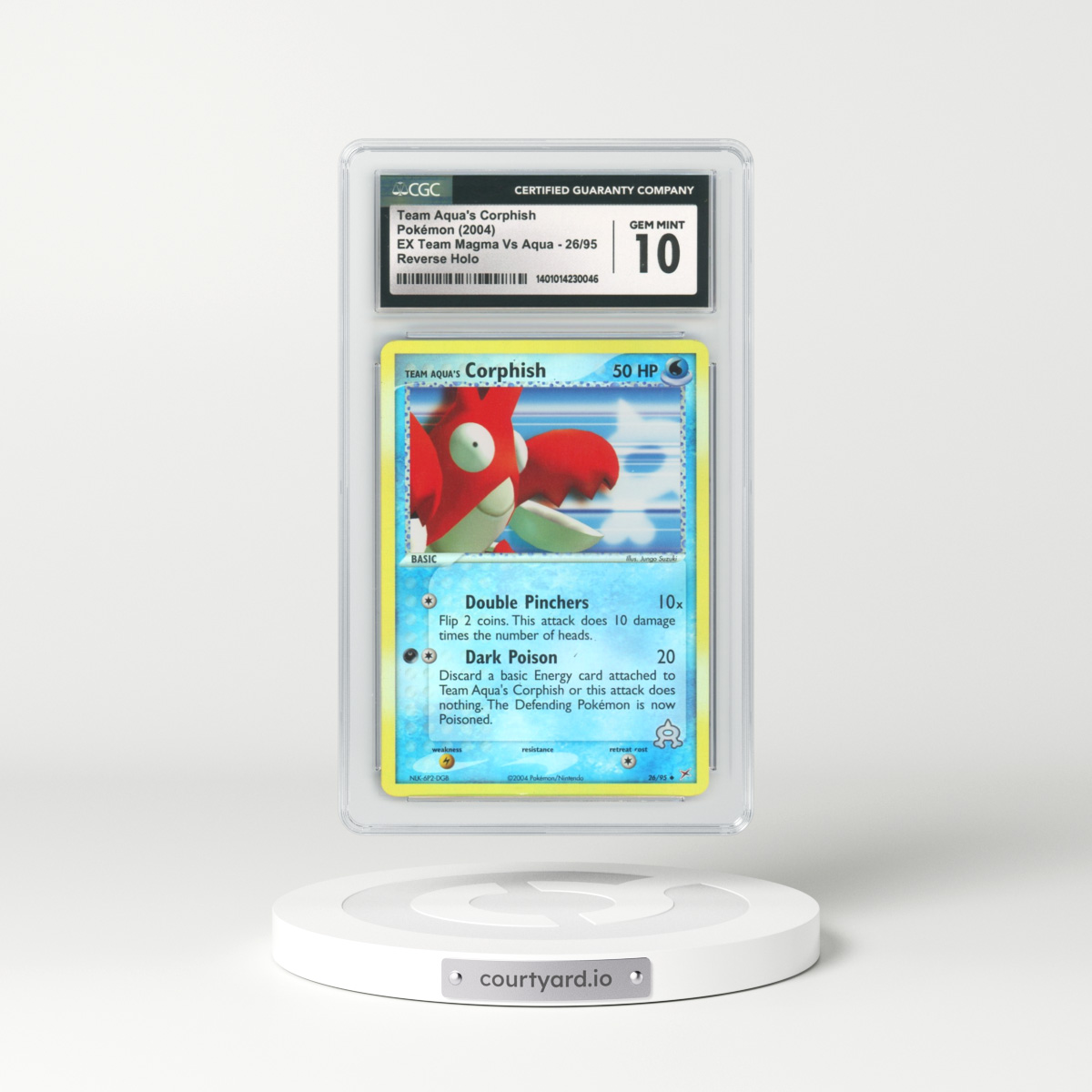 2004 EX Team Magma Vs Team Aqua #26 Team Aqua's Corphish - Holo (CGC 10 GEM MINT)