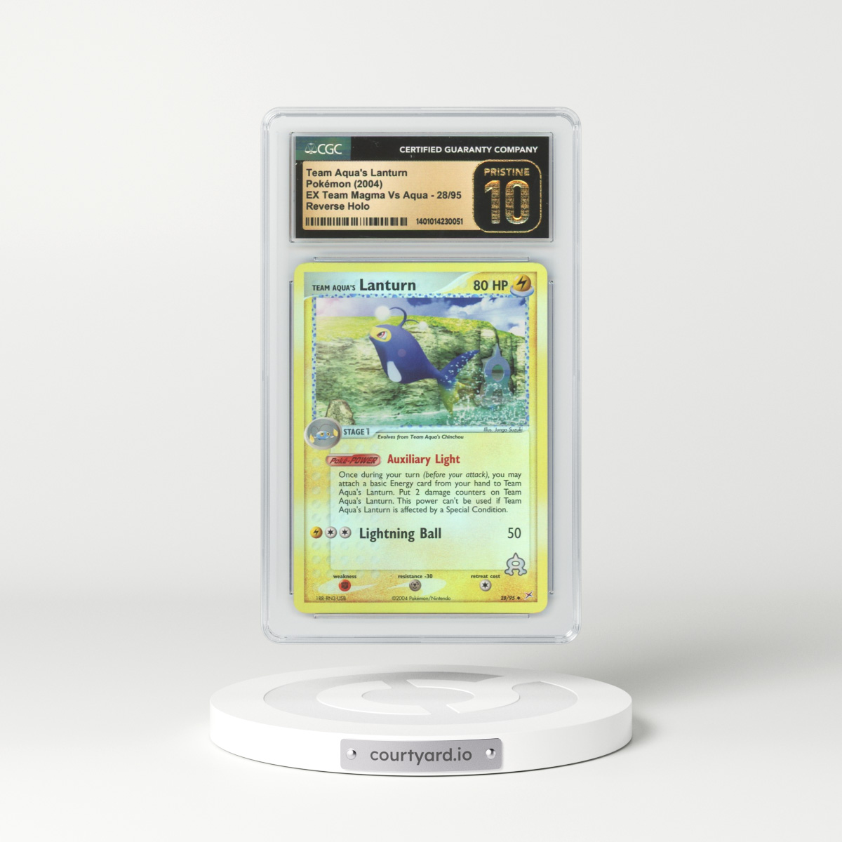 2004 EX Team Magma Vs Team Aqua #28 Team Aqua's Lanturn - Holo (CGC 10 PRISTINE)