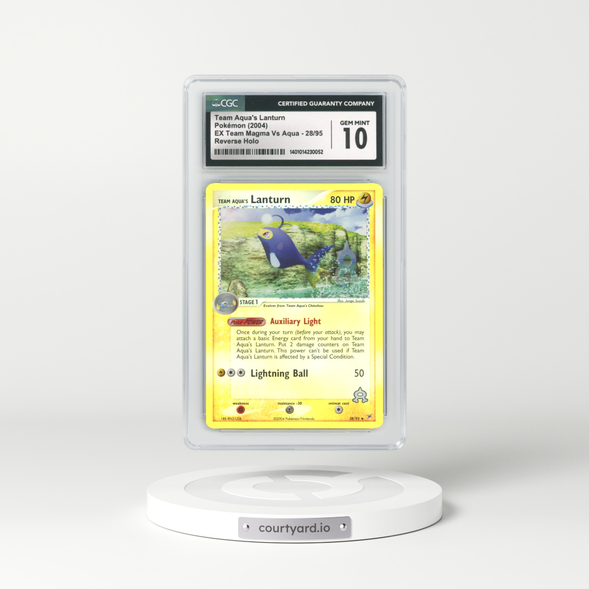 2004 EX Team Magma Vs Team Aqua #28 Team Aqua's Lanturn - Holo (CGC 10 GEM MINT)