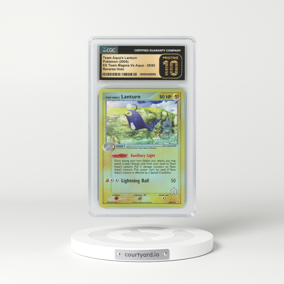 2004 EX Team Magma Vs Team Aqua #28 Team Aqua's Lanturn - Holo (CGC 10 PRISTINE)