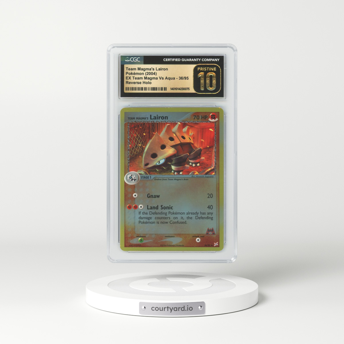 2004 EX Team Magma Vs Team Aqua #36 Team Magma's Lairon - Holo (CGC 10 PRISTINE)