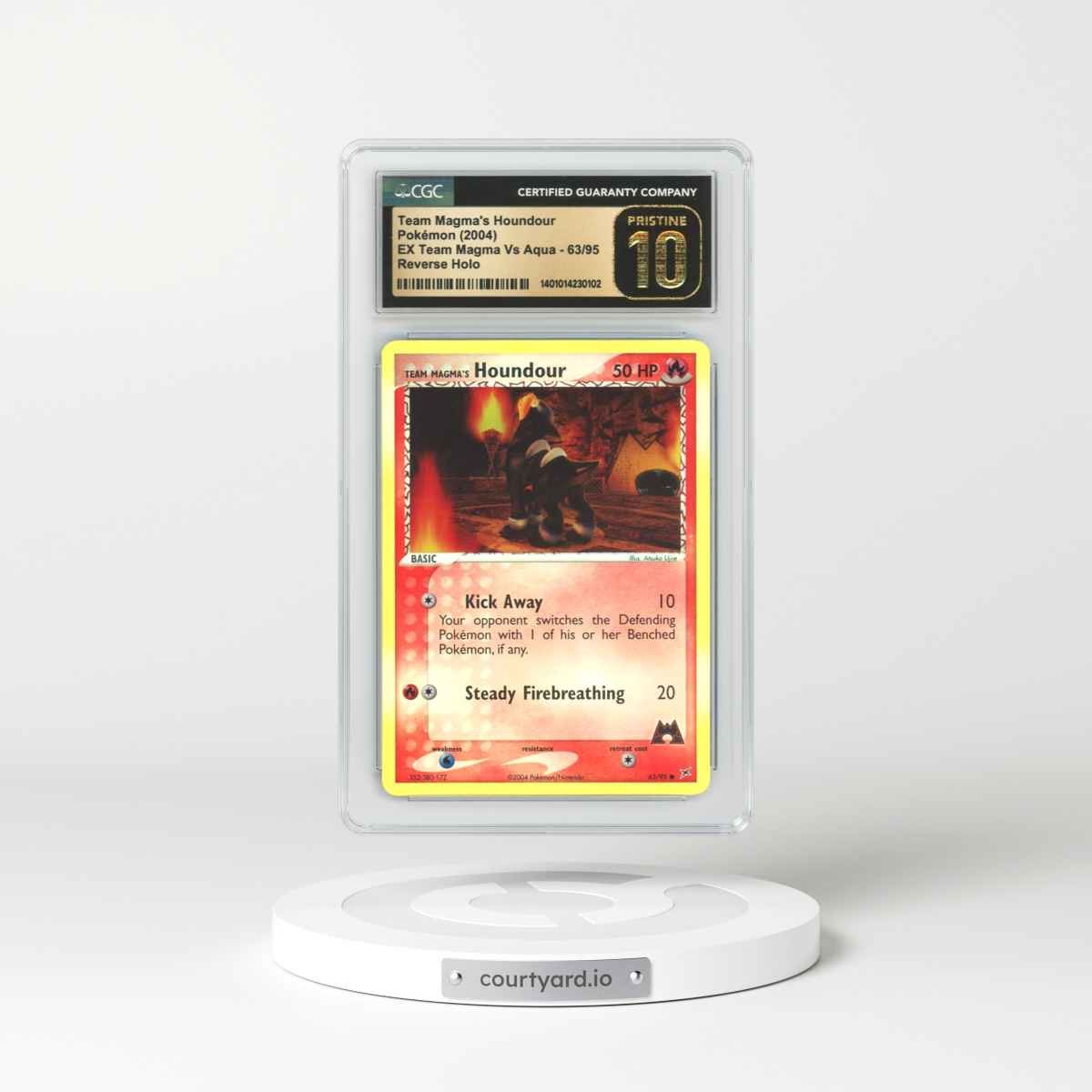 2004 EX Team Magma Vs Team Aqua #63 Team Magma's Houndour - Holo (CGC 10 PRISTINE)