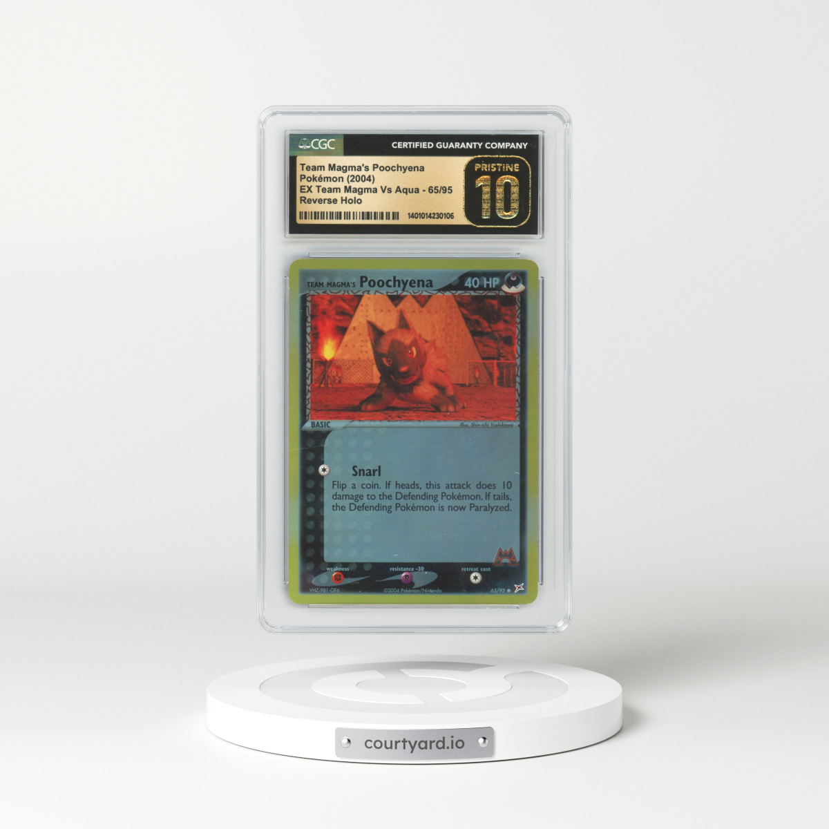 2004 EX Team Magma Vs Team Aqua #65 Team Magma's Poochyena - Holo (CGC 10 PRISTINE)
