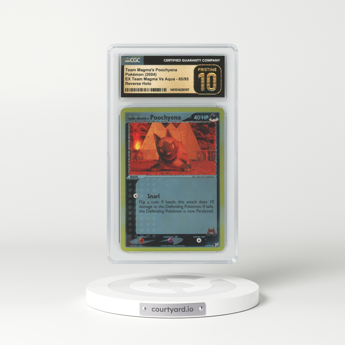 2004 EX Team Magma Vs Team Aqua #65 Team Magma's Poochyena - Holo (CGC 10 PRISTINE)