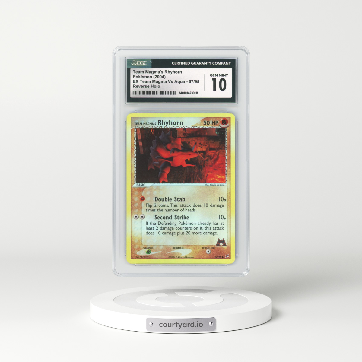 2004 EX Team Magma Vs Team Aqua #67 Team Magma's Rhyhorn - Holo (CGC 10 GEM MINT)