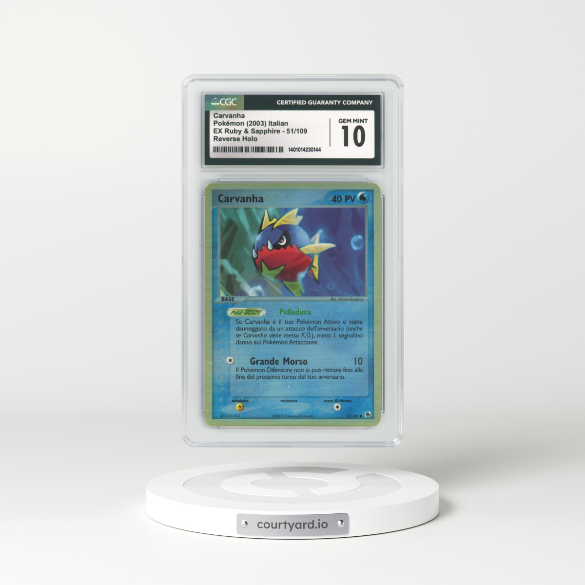 2003 Italian EX Ruby & Sapphire #51 Carvanha - Holo (CGC 10 GEM MINT)