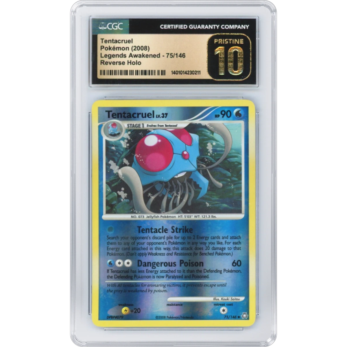2008 Legends Awakened #75/146 Tentacruel - Reverse Holo, CGC 10