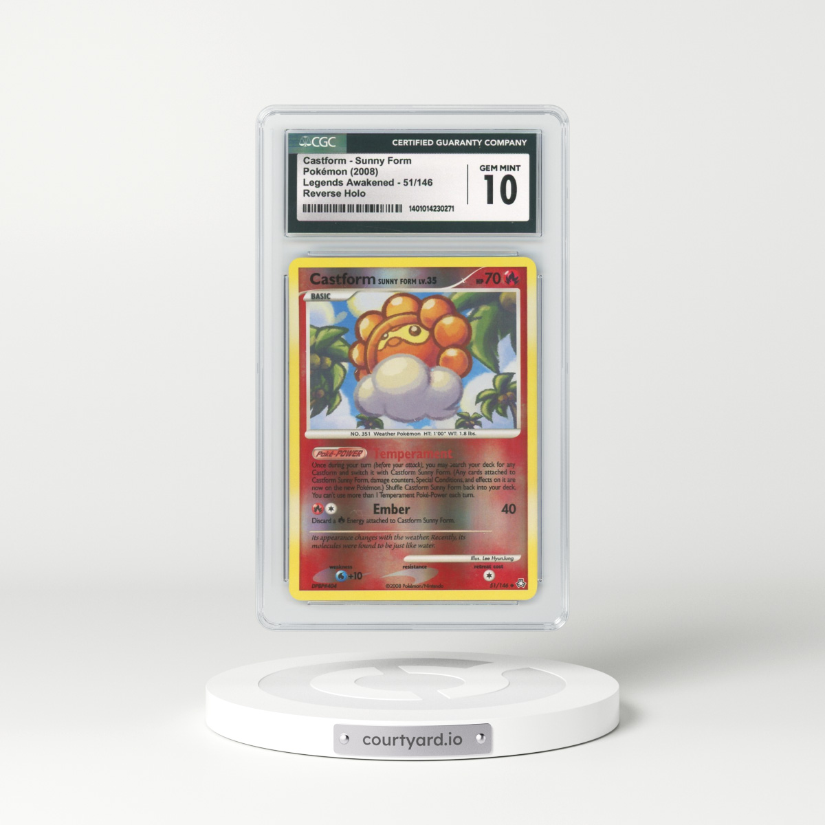 2008 Legends Awakened #51 Castform Sunny Form - Holo (CGC 10 GEM MINT)