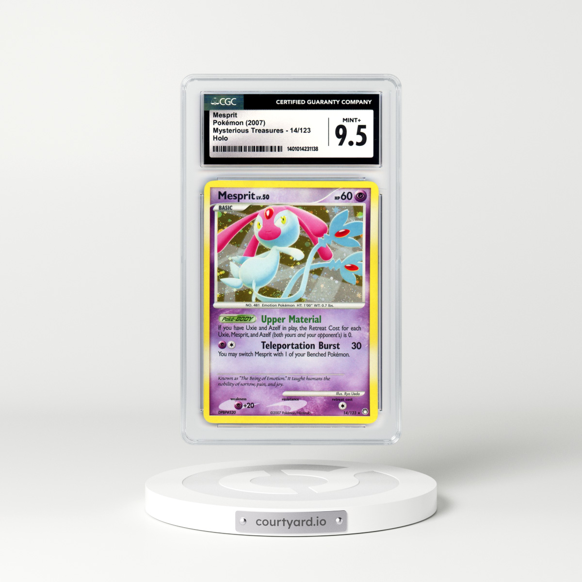 2007 Mysterious Treasures #14 Mesprit - Holo (CGC 9.5 MINT+)