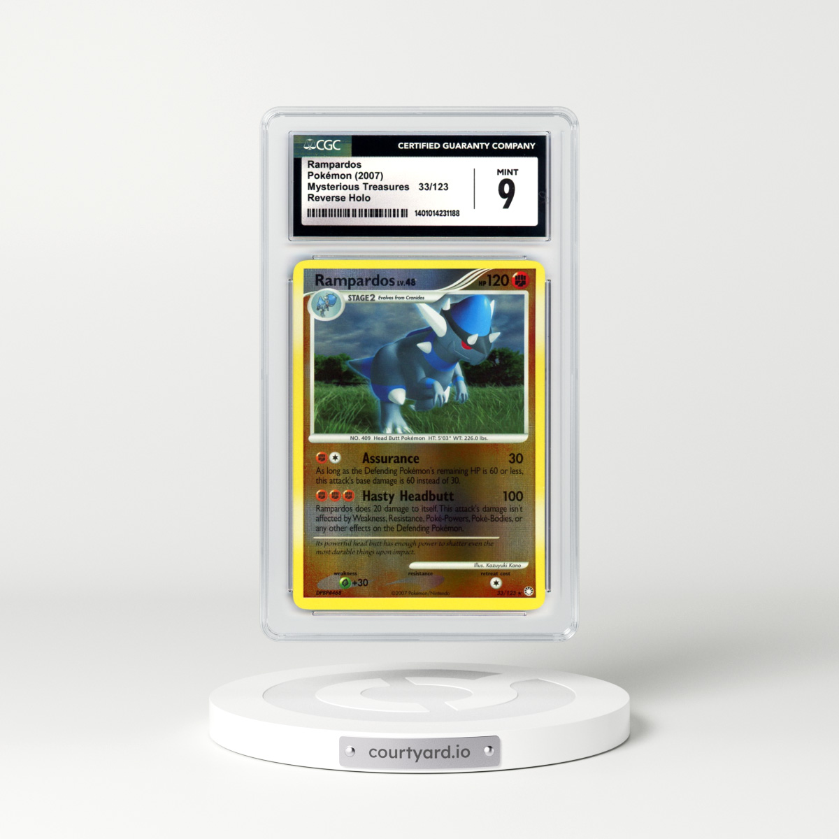 2007 Mysterious Treasures #33 Rampardos - Holo (CGC 9 MINT)